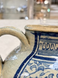 A fine blue and white Antwerp maiolica wet drug jar, 16th C.