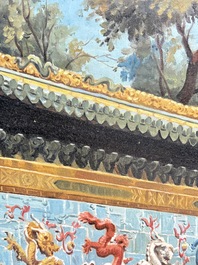 Francis Tsoy (1808-1886): 'Nine-dragon wall', oil on canvas
