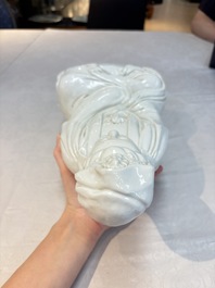 A Chinese white-glazed Guanyin, Kangxi mark, 19th C.