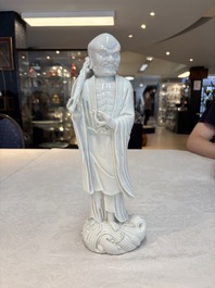 A Chinese Dehua blanc de Chine Damo, Dehua and He Chaozong 何朝宗 mark, 19th C.