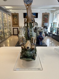 A pair of large Chinese polychrome-glazed fish-form roof tiles, 19th C.