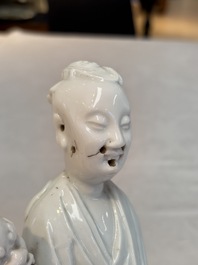 A Chinese Dehua blanc de Chine 'Kuixing' group and a Guanyin, 19th C.