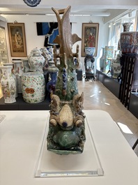A pair of large Chinese polychrome-glazed fish-form roof tiles, 19th C.