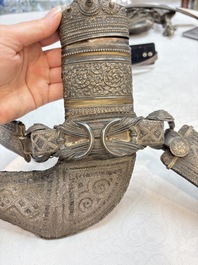Three Omani Khanjars, one with Rhinoceros horn hilt, 19th C.