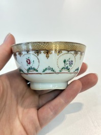 A Chinese famille rose 22-piece tea service with floral design, Qianlong