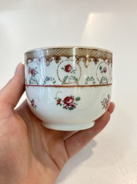 A Chinese famille rose 22-piece tea service with floral design, Qianlong