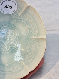 A Chinese qingbai incised lobed bowl, Song