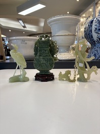 A collection of 26 Chinese jadeite, rock crystal, turquoise, agate and other hardstone carvings, 19/20th C.