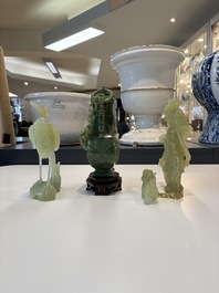 A collection of 26 Chinese jadeite, rock crystal, turquoise, agate and other hardstone carvings, 19/20th C.