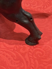 A Japanese bronze okimono of a tiger and a bull, signed Sano Takachika 佐野隆親, Meiji, 19th C.