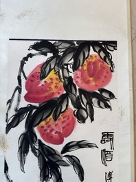 In the manner of Qi Baishi 齊白石 (1864-1957): 'Peaches', ink and colour on paper