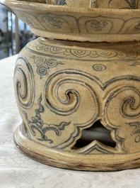An Annamese or Vietnamese openworked blue and white 'lotus' vessel, 15/16th C.