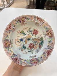 A set of 12 Chinese famille rose plates with squirrels among grapes and peonies, Qianlong