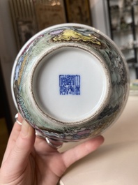 A varied collection of six Chinese blue, white, famille rose and iron-red wares, 19/20th C.