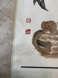 In the manner of Qi Baishi 齊白石 (1864-1957): 'Peaches', ink and colour on paper