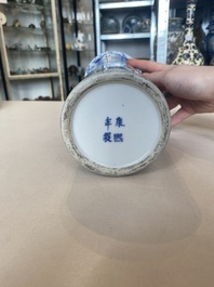A varied collection of six Chinese blue, white, famille rose and iron-red wares, 19/20th C.