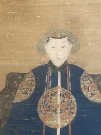 Chinese school: 'Portait of an imperial concubine', ink and colour on silk, Qing or later