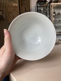 A varied collection of six Chinese blue, white, famille rose and iron-red wares, 19/20th C.