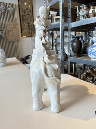 A Chinese Dehua blanc de Chine Samantabhadra seated on an elephant, Republic