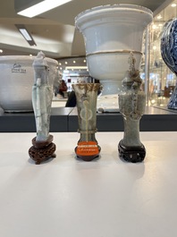 A collection of 26 Chinese jadeite, rock crystal, turquoise, agate and other hardstone carvings, 19/20th C.