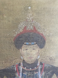 Chinese school: 'Portrait of Cixi', ink and colour on silk, Qing or later