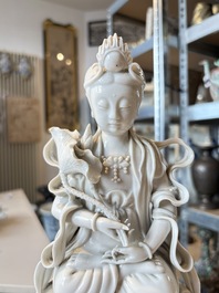 A Chinese Dehua blanc de Chine Samantabhadra seated on an elephant, Republic