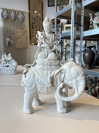 A Chinese Dehua blanc de Chine Samantabhadra seated on an elephant, Republic