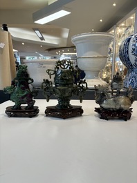 A collection of 26 Chinese jadeite, rock crystal, turquoise, agate and other hardstone carvings, 19/20th C.