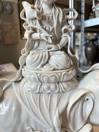 A Chinese Dehua blanc de Chine Samantabhadra seated on an elephant, Republic