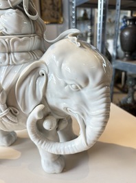 A Chinese Dehua blanc de Chine Samantabhadra seated on an elephant, Republic