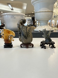 A collection of 26 Chinese jadeite, rock crystal, turquoise, agate and other hardstone carvings, 19/20th C.