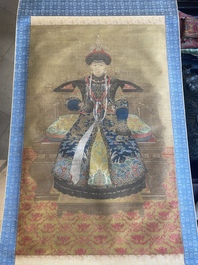 Chinese school: 'Portrait of Cixi', ink and colour on silk, Qing or later