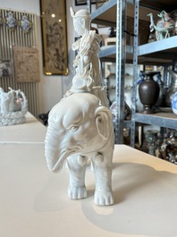 A Chinese Dehua blanc de Chine Samantabhadra seated on an elephant, Republic