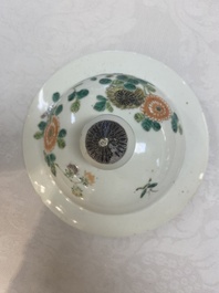 Two Chinese famille verte 'birds and flowers' vases and covers, 19th C.