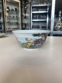 A varied collection of six Chinese blue, white, famille rose and iron-red wares, 19/20th C.