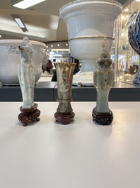 A collection of 26 Chinese jadeite, rock crystal, turquoise, agate and other hardstone carvings, 19/20th C.