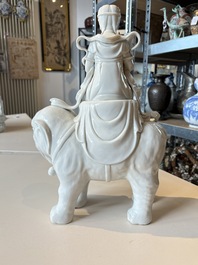 A Chinese Dehua blanc de Chine Samantabhadra seated on an elephant, Republic