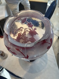 &Eacute;mile Gall&eacute; (1846-1904): A large cameo glass vase with floral design, signed, ca. 1900