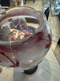 &Eacute;mile Gall&eacute; (1846-1904): A large cameo glass vase with floral design, signed, ca. 1900