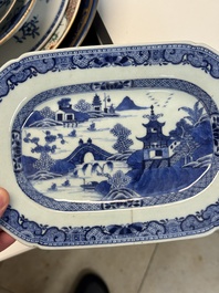 Nine Chinese monochrome, blue, white and famille rose wares, 18/19th C.