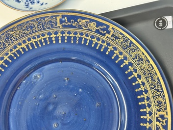 Nine Chinese monochrome, blue, white and famille rose wares, 18/19th C.