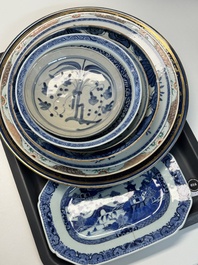 Nine Chinese monochrome, blue, white and famille rose wares, 18/19th C.