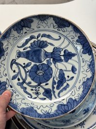 Nine Chinese monochrome, blue, white and famille rose wares, 18/19th C.