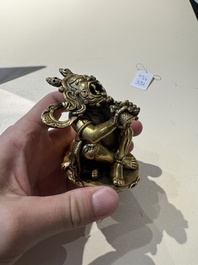 A Sino-Tibetan gilt-bronze Mahakala on stand, a Tibetan Vajradhaka and a Hayagriva, 19/20th C.