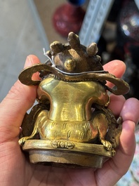 A Sino-Tibetan gilt-bronze Mahakala on stand, a Tibetan Vajradhaka and a Hayagriva, 19/20th C.