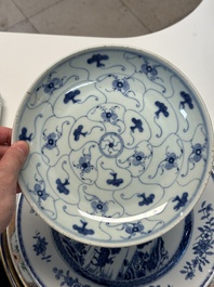 Nine Chinese monochrome, blue, white and famille rose wares, 18/19th C.