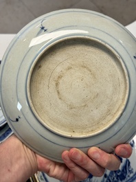 Nine Chinese monochrome, blue, white and famille rose wares, 18/19th C.
