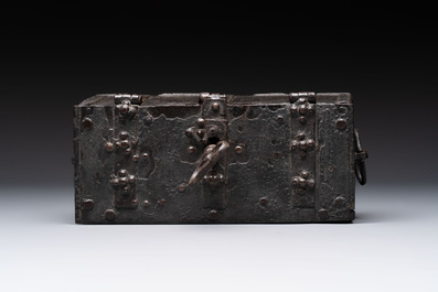 A small German wrought iron strongbox, probably Nuremberg, 1st half 16th C.