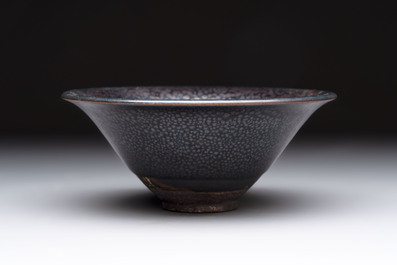 A rare Chinese black-glazed 'oil-spot' tea bowl, Song/Jin