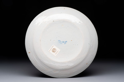 A polychrome Dutch Delft famille verte-style 'qilin and phoenix' dish, 18th C.
